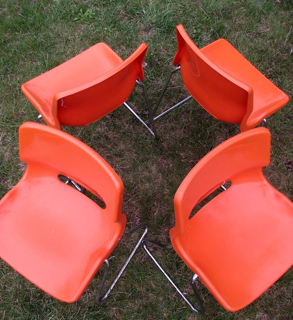 70s Overman Chairs by Svante Schoblom. 4 Vintage 1970s Stacking Plastic Chairs
