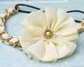 Jasmine Corsage Headband With Chiffon Flower in Ivory