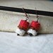 Magenta and Brown Crochet Earrings with Maroon Jasper