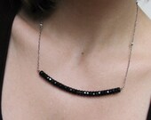 Beaded Necklace, Sterling Silver, Faceted Black Beads - After Hours Necklace