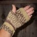 Handknit Fingerless Gloves/Mitts Camo Green and Brown