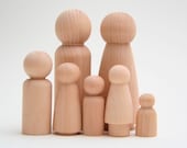 10 families of 7 Peg Dolls -  do it yourself natural wooden dolls - FREE storage bag