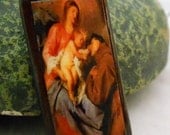 St. Anthony of Padua Wire Wrapped Bamboo Tile Necklace