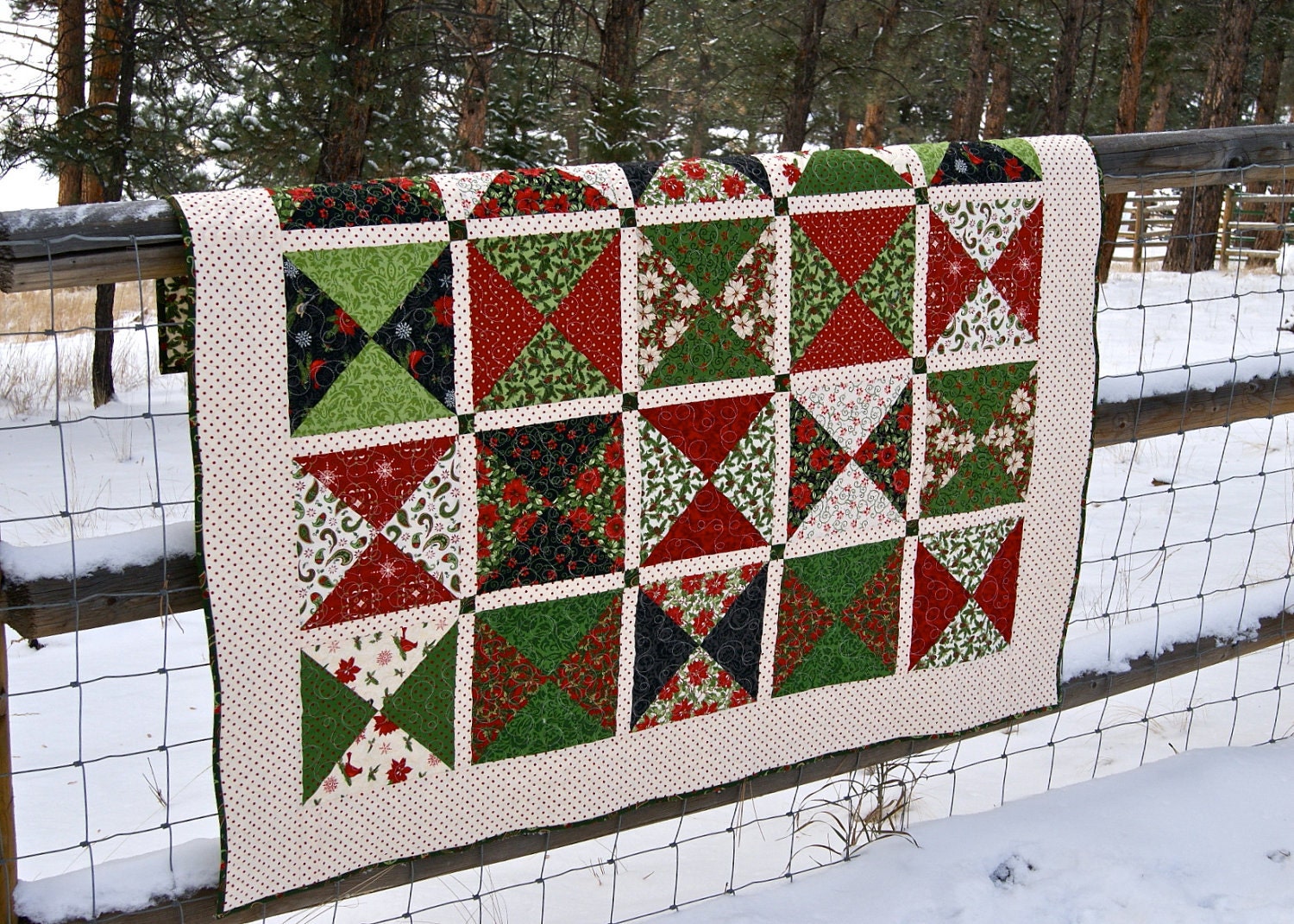 Quilt Christmas Nature's Gift HANDMADE Throw Lap Quilt