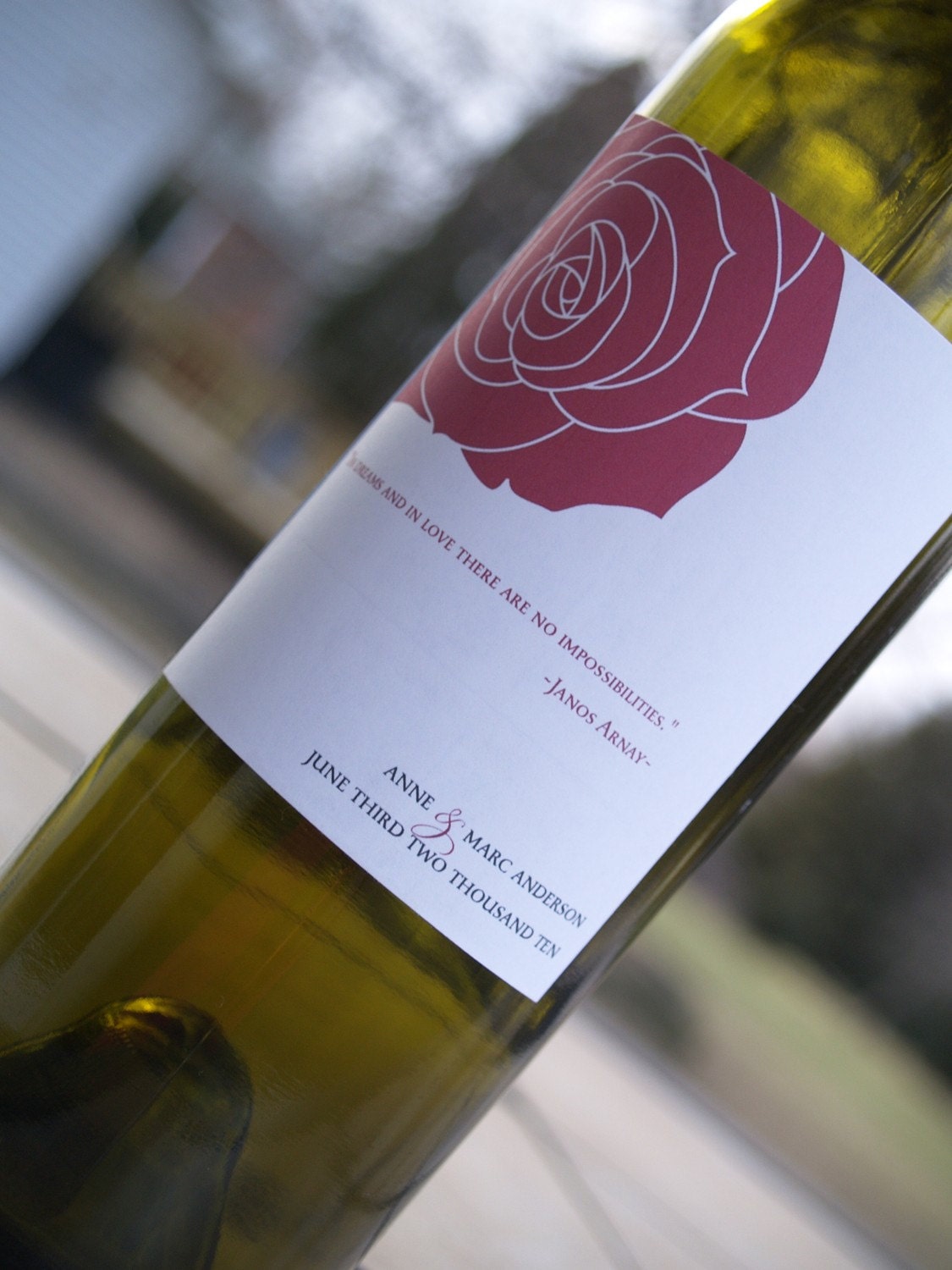 DIY Printable wine bottle label for any event with any color rose an any wording