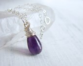 Amethyst Gemstone Necklace. Gemstone Pendant. February Birthstone