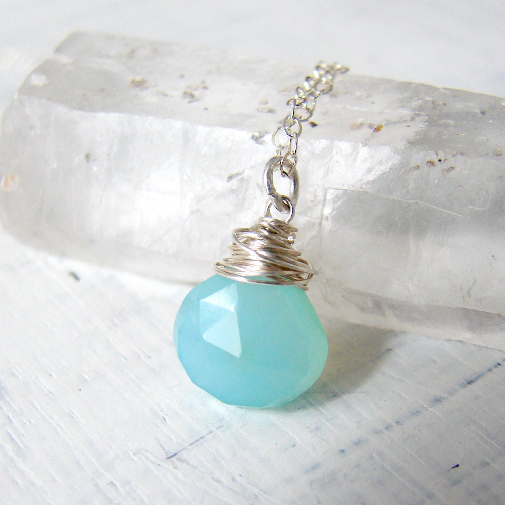 Tiffany Blue Gemstone Necklace. Blue Pendant. Blue Gemstone Pendant