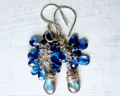 Blue Dangle Earrings. Blue Wedding Earrings. Sapphire Blue Chandelier Earrings. Gemstone Earrings