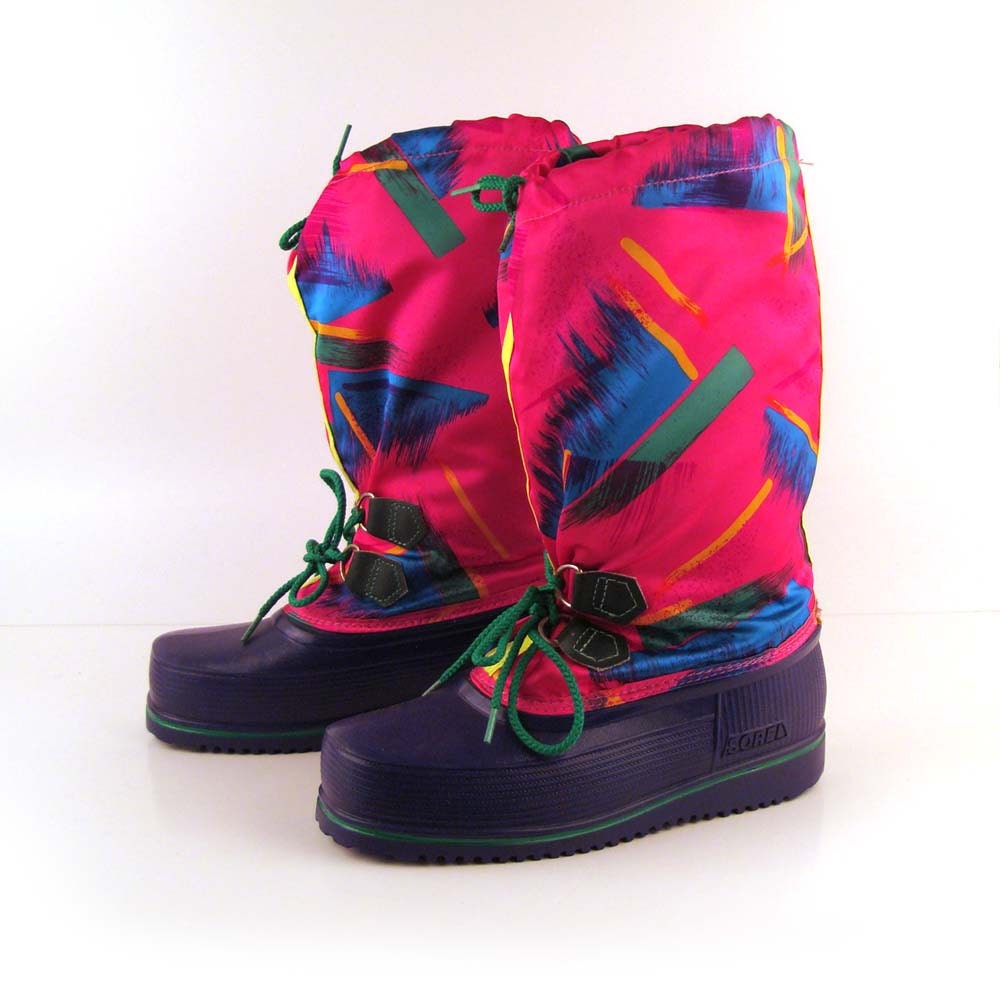 Sorel Snow Boots Vintage Winter Neon Moon Boots Ski Lounger apres ski