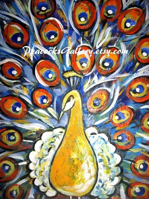 Peacock Original Acrylic Painting 16x20
