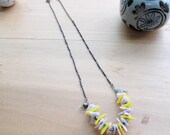 Sale - UNIC - eco-felt, African brass, raku glass, necklace