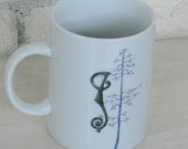 Hand painted porcelain custom personalized initial monogrammed coffee or tea mug