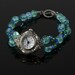Handmade Blue-Green Beaded Silver Watch