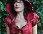 Felt Melted Witches Pixie Princess Vest With Pointed Hood OOAK