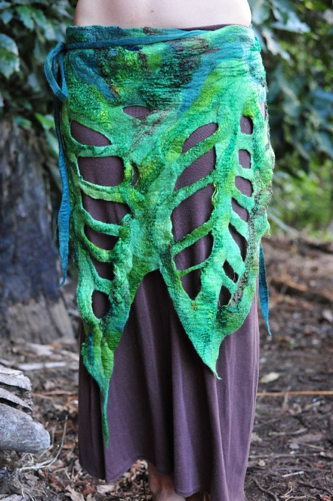 Felt Rainforest Leaf Woodnymph Fairy Belt Skirt OOAK