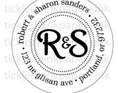 Custom return address stamp round with your initials