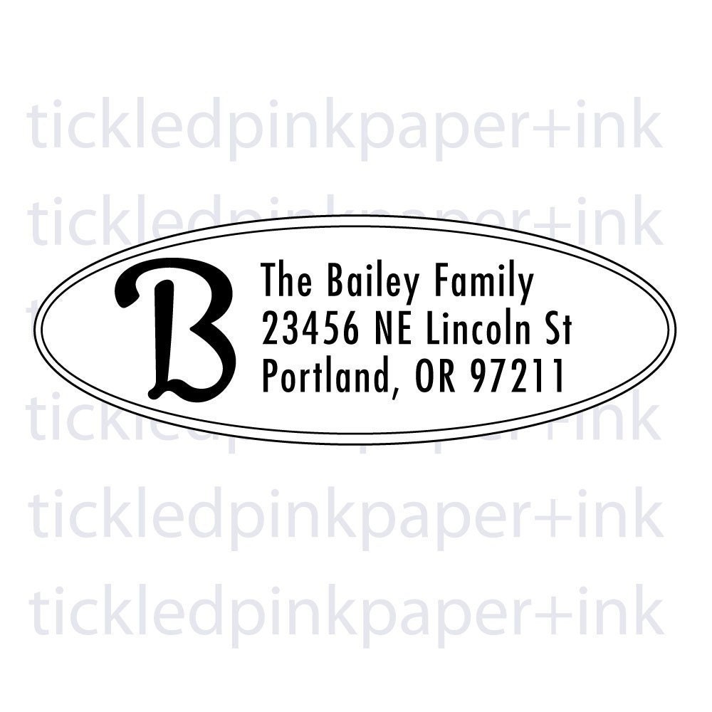 Custom address stamp oval with your initial