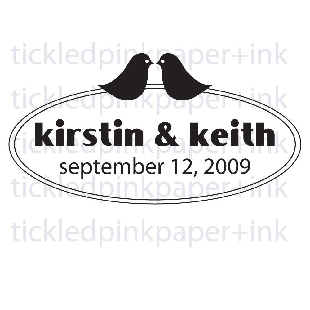 Save the date custom wedding stamp with 2 love birds