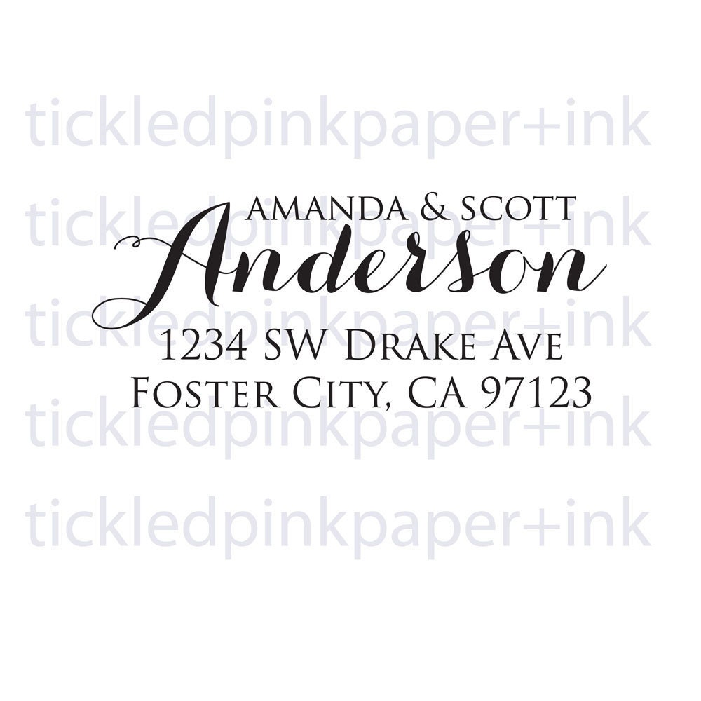 Custom formal calligraphy return address stamp