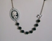 Gothic Skeleton Cameo asymmetrical necklace-Ms. Necromancy-Gothic Lolita Skeleton Chic CameoSkull Necklace-Skeleton JewelryMedium size cameo