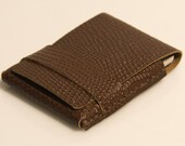 The original 'Minimum Wallet' - Hand Stitched Leather cardholder - Brown Armadillo Print - FREE SHIPPING