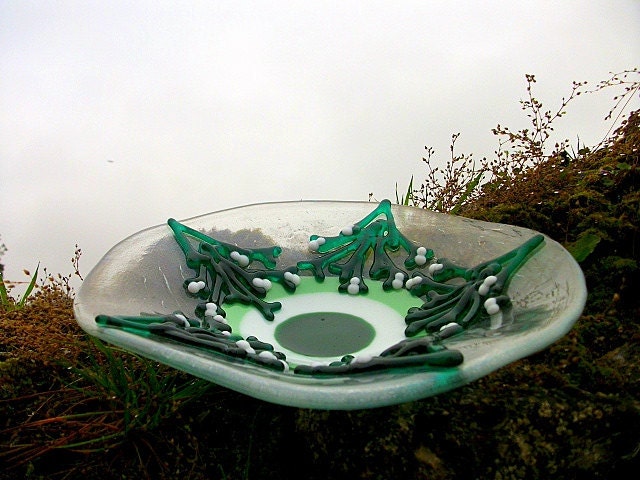 Mistletoe Bowl Christmas Yule Glass