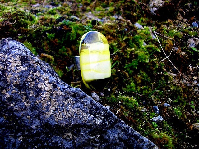 Yellow Glass Ring Adjustable Sterling Silver