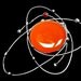 Atomic Orange Fused Glass Brooch Cosmic