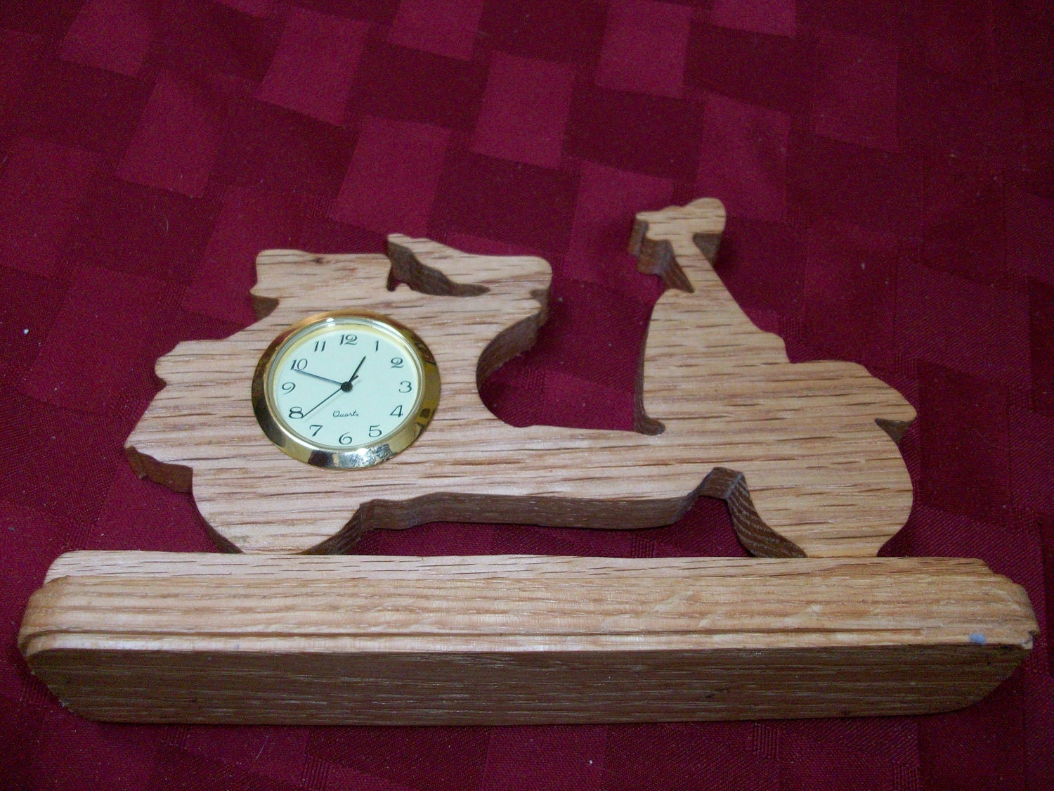 Motorcycle wooden miniature desk clock
