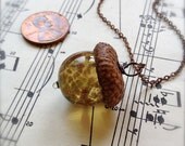 Glass Acorn Necklace - Goldstone Sparkle by Bullseyebeads
