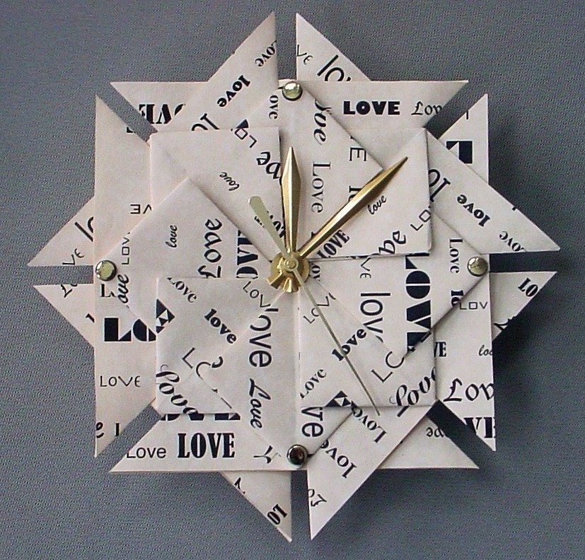 1st Anniversary Gift  Love Origami Clock-Large