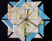 Great Father's Day Gift Idea - NY City Street Map Origami Clock-Large