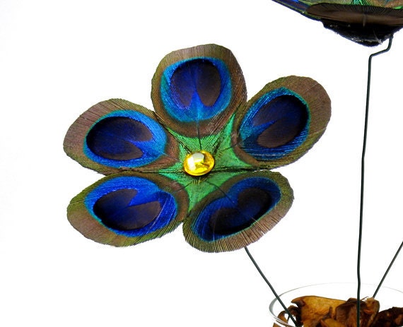 Peacock feather flowers picks for DIY centerpieces wedding bouquets projects