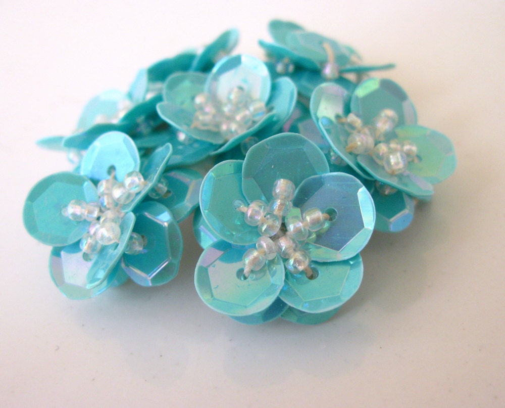 Baby Blue Sequined  Flower Bouquet