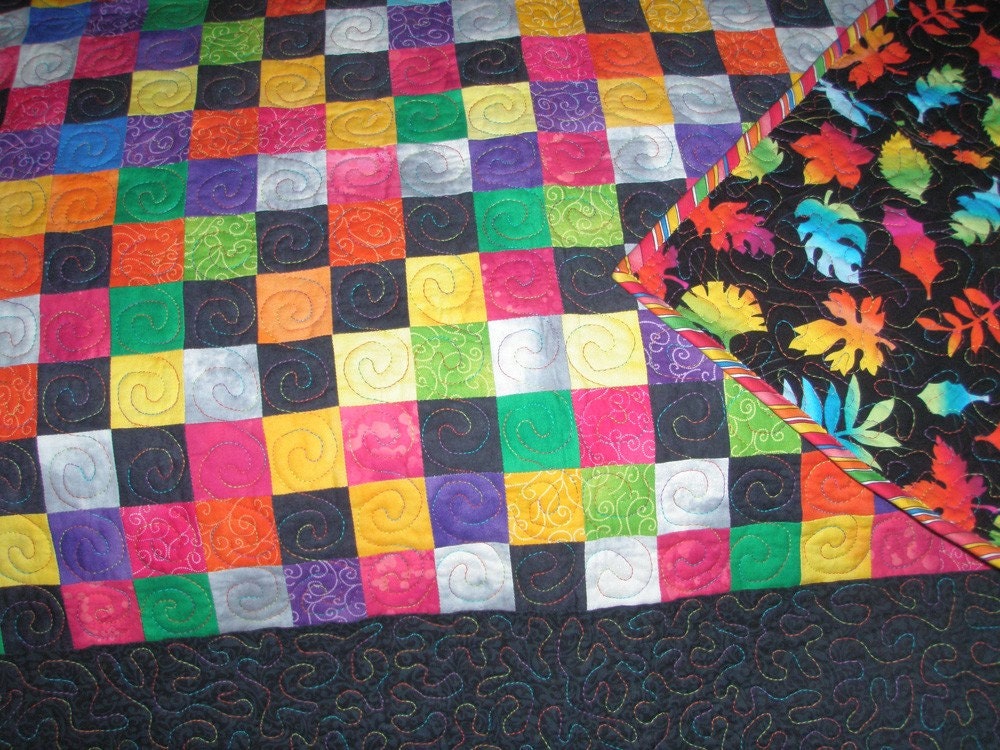 geometric art quilt throw - Earth Quilt Redux
