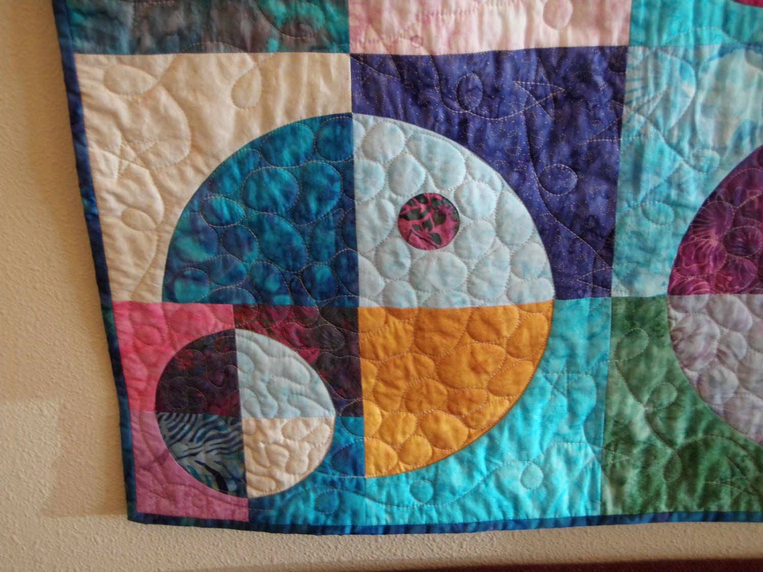 Geometric Lap or Sofa Size Batik Quilted throw - Planets N Moons