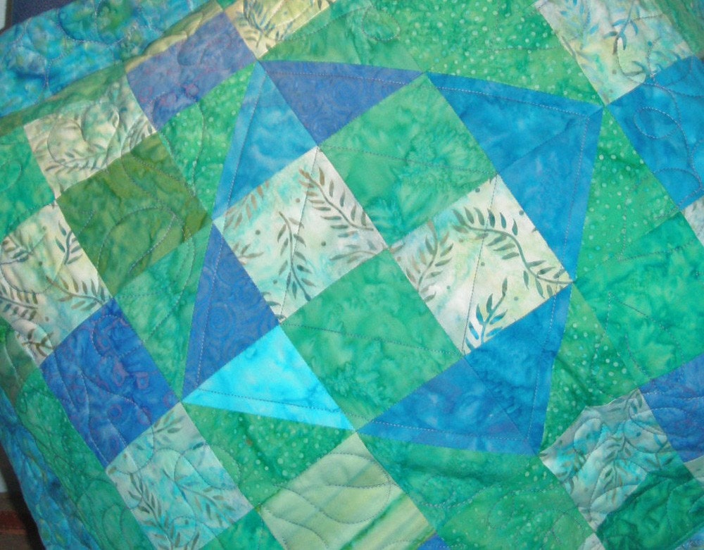 Teal green Quilted Pillow Cover Sham