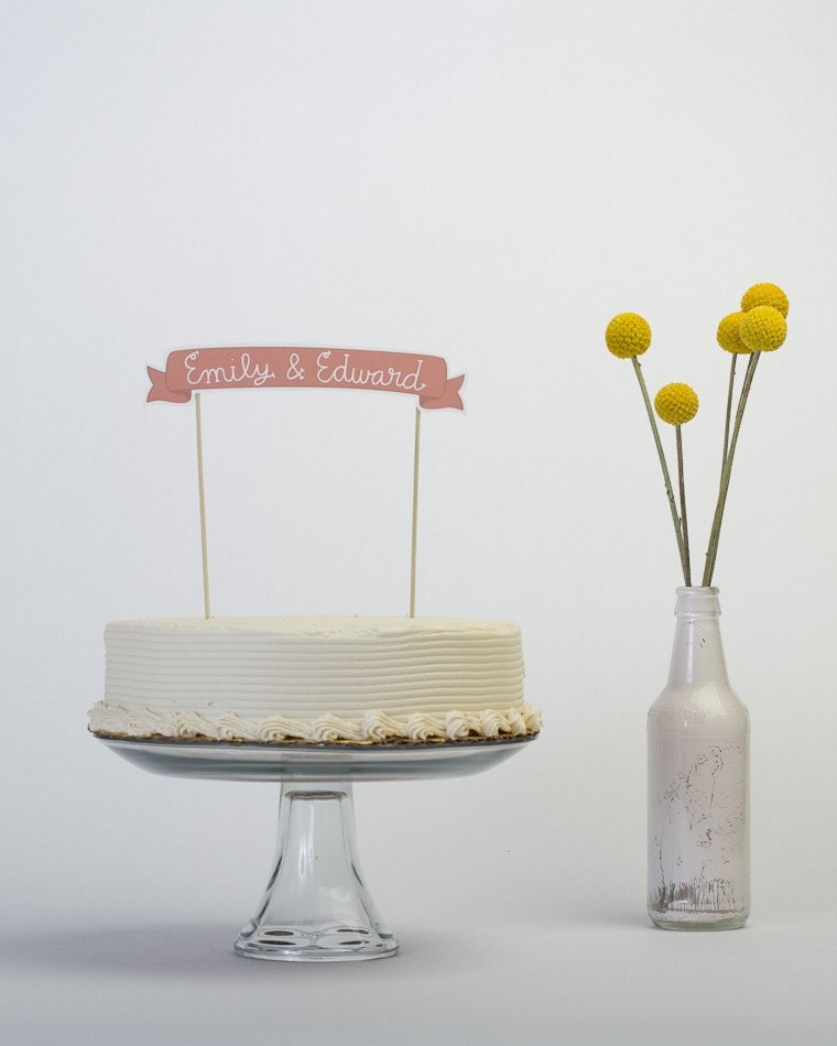 Custom Cake Banner No. 3 - Hand drawn script - Wedding Cake Topper