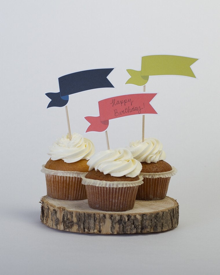 DIY Printable Cupcake/Table/Place card Flags - custom colors