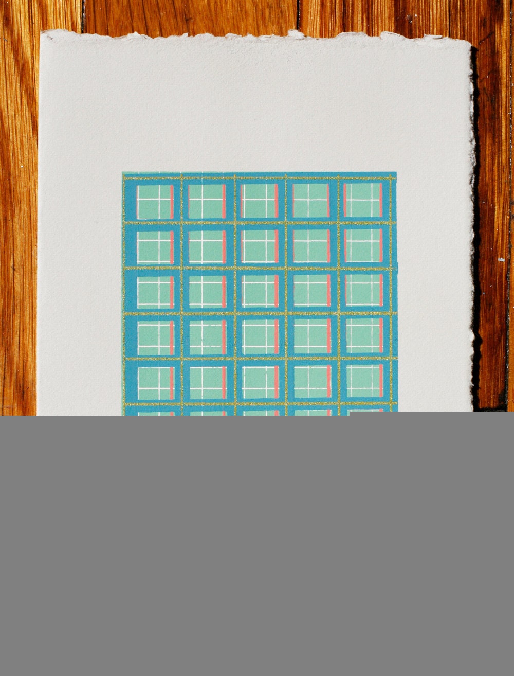 Teal Plaid blank greeting card