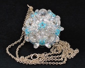 Handcrafted Crystal and Light Blue Beaded Pendant