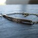 Gold Bar Bracelet Hammered with White Topaz