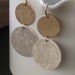 Large Disc Earrings in Sterling Silver and 14K Gold Fill Modern Texture