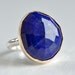 Lapis Ring in Recycled 14k Gold and Sterling Silver - free form rose cut stone