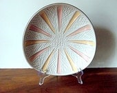 Vintage Carstens West German Pottery Plate, Midcentury, Pink, Yellow