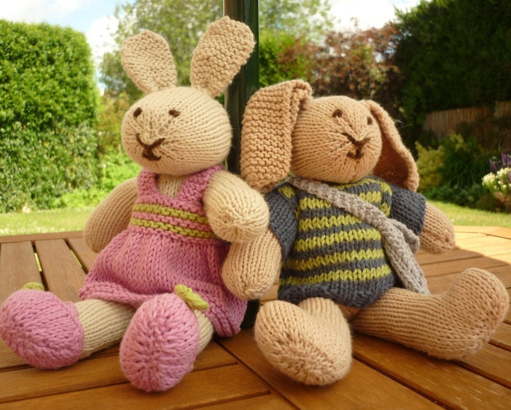 Rabbits PDF Knitting Pattern ROBERT and ROSIE Instant Download