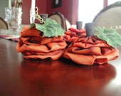 Pumpkin FABRIC YOYO, set of 3, centerpiece, decoration
