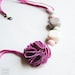 Resin Necklace - resin beads, ceramic beads and fabric flower - statement necklace - dusty rose