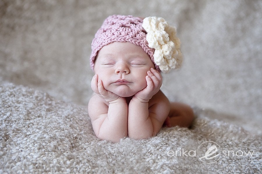 Newborn Vintage Inspired Lace Flower Hat - Perfect Photo Prop
