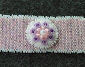 Peyote Stitch Cuff in Pale Pink, Lavender and White